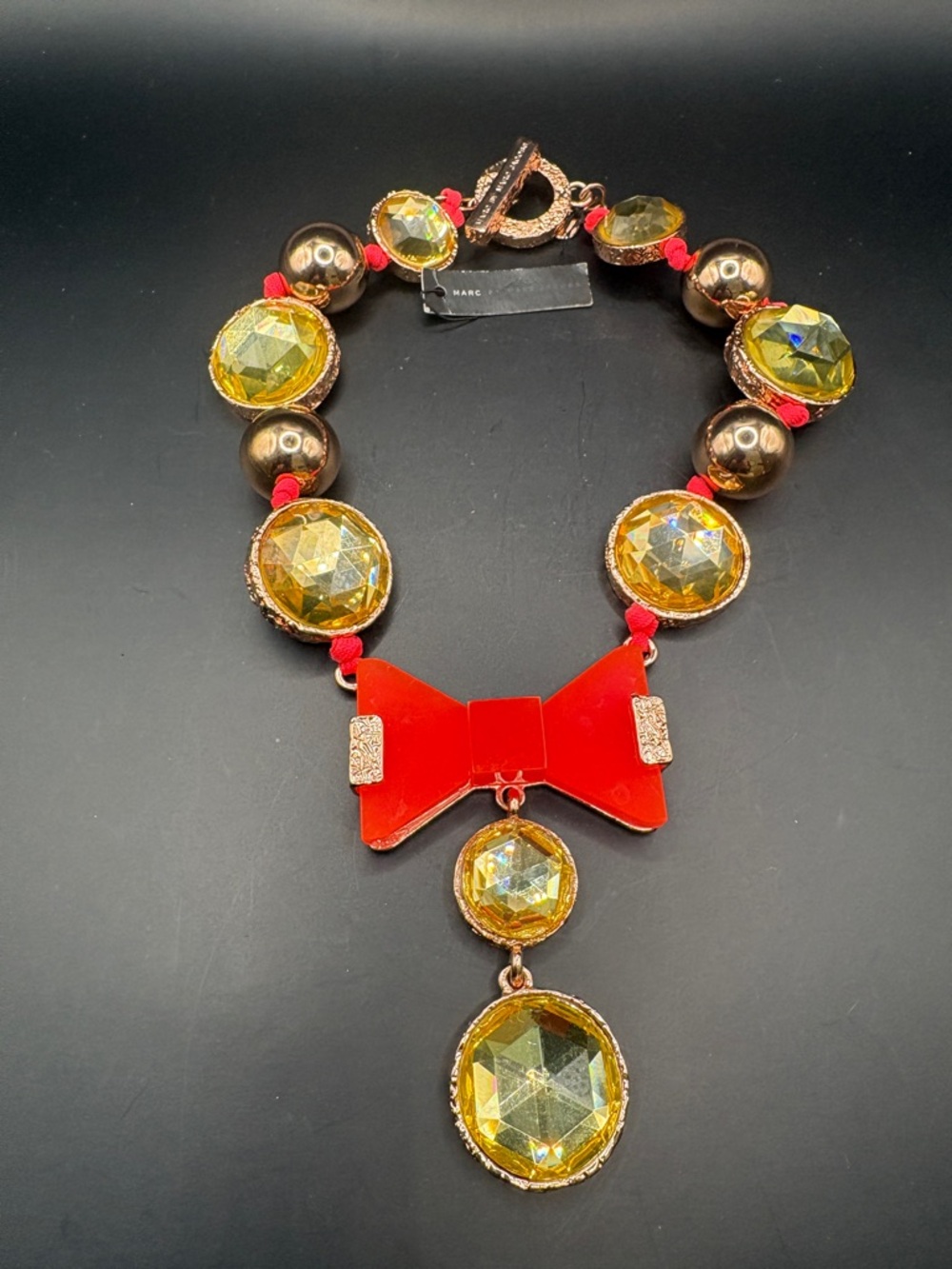 MARC by MARC JACOBS Retired Chunky Crystal Neon Bow Necklace With Tag